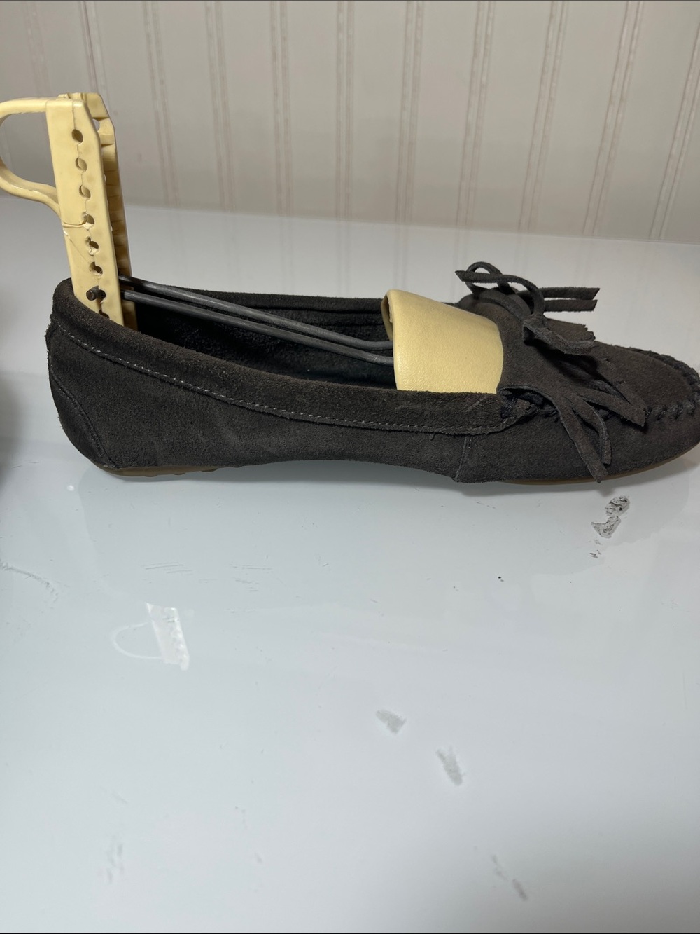 Dark Brown Suede Fringe Moccasin Loafers womens size 7 - Picture 9 of 11